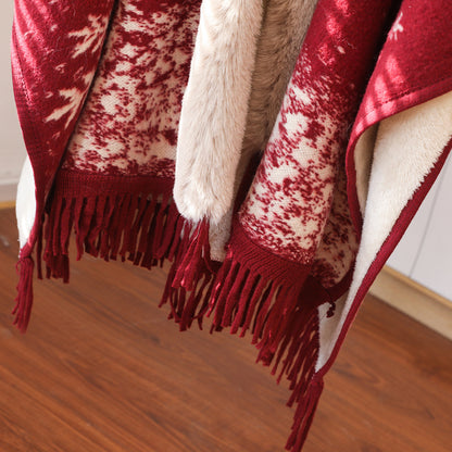 Christmas Red Velvet Hoodies Overcoat for Women