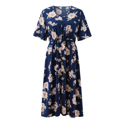 Women Chiffon Short Sleeves Plus Sizes Dresses