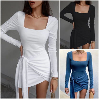 Sexy Long Sleeves U Neck Mini Dresses