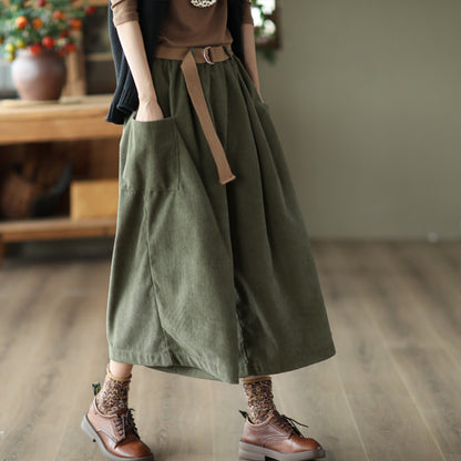 Vintage Elastic Waist Wide Legs Pants for Women