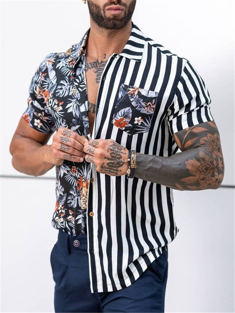 Summer Beach Striped Men's Short Sleeves T Shirts