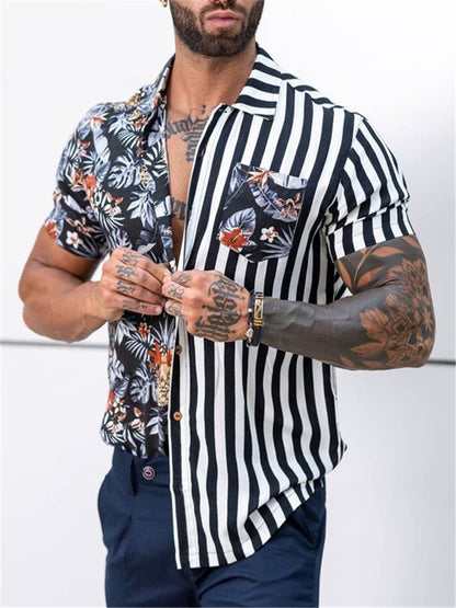 Summer Beach Striped Men's Short Sleeves T Shirts