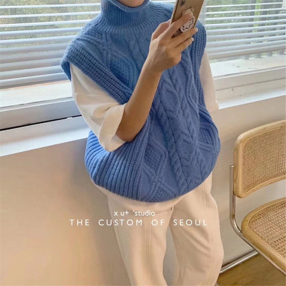 Winter Turtleneck Knitting Vest for Women