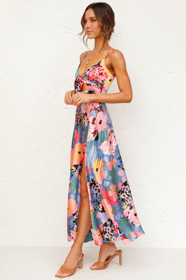 Sweety Summer Floral Print Sleeves Long Dresses