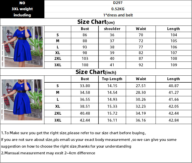 Women Plus Sizes Dresses with Belt