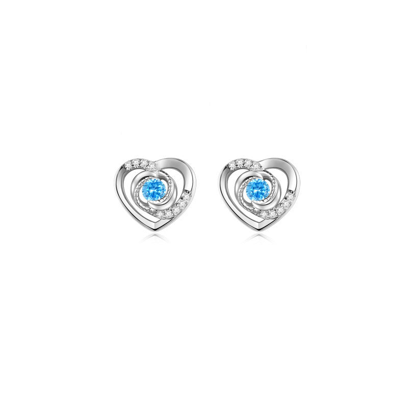 Cute Heart Shape Sterling Sliver Earring Studs
