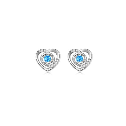 Cute Heart Shape Sterling Sliver Earring Studs