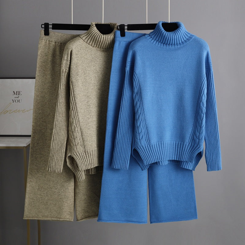 Casual Women Winter Turtleneck Sweaters and Pants Sets