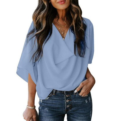 Summer Women Chiffon Leisure Blouses Shirts
