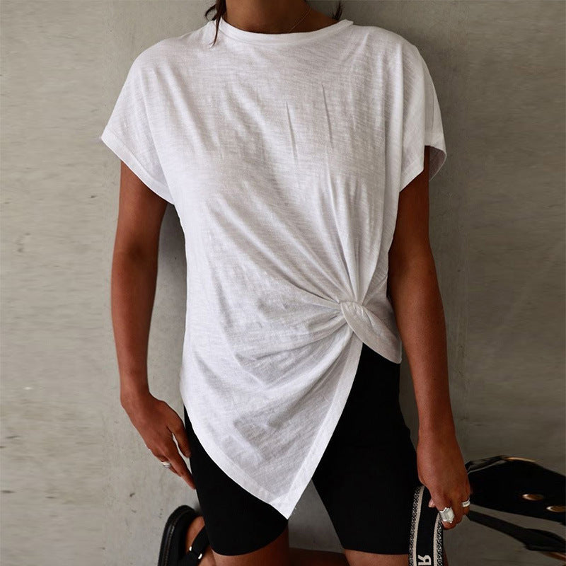 Simple Designed Irregular Women Summer T Shirts