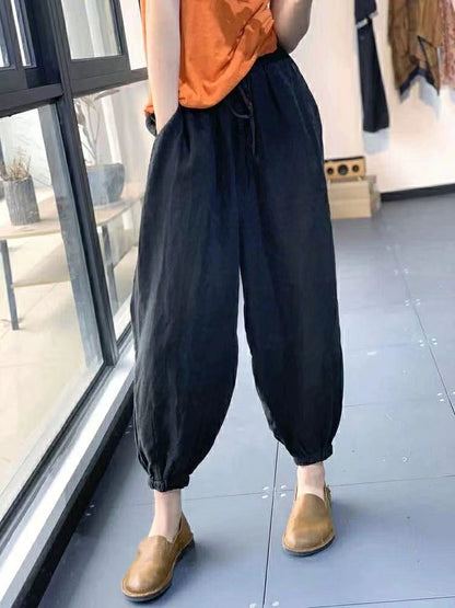 Vintage Linen Plus Sizes Women Harem Pants