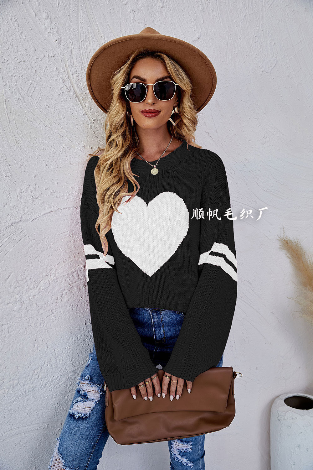 Casual Women Sweetheart Design Pullover Sweaters