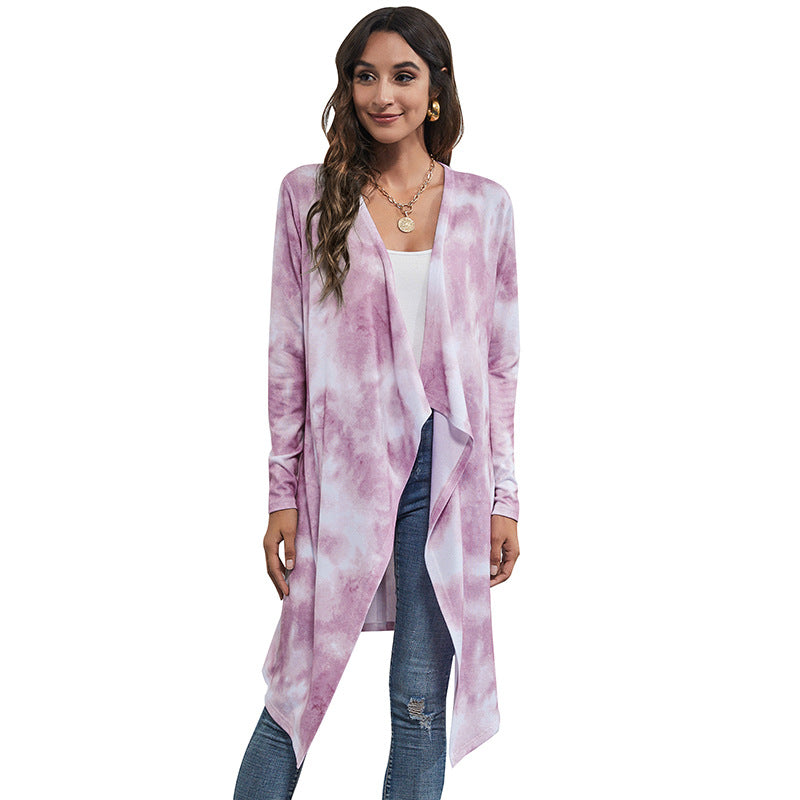 Irregular Design Dyed Long Cardigan Coats for Women
