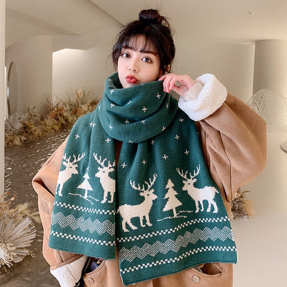 Christmas Lovely Elk Design Knitted Scarves