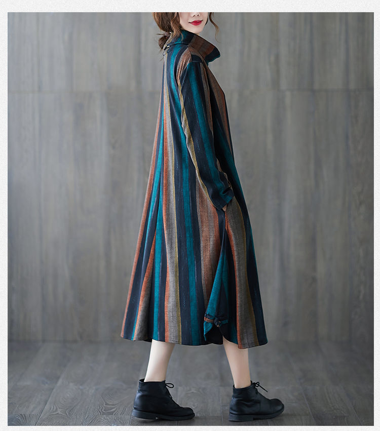 Vintage High Neck Warm Fall Long Dresses