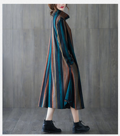 Vintage High Neck Warm Fall Long Dresses