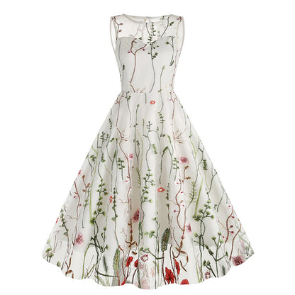 Vintage Sleeveless Embroidery Dresses