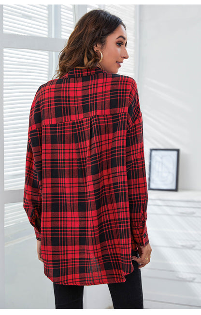 Casual Plaid Design Long Sleeves Shirts for Women