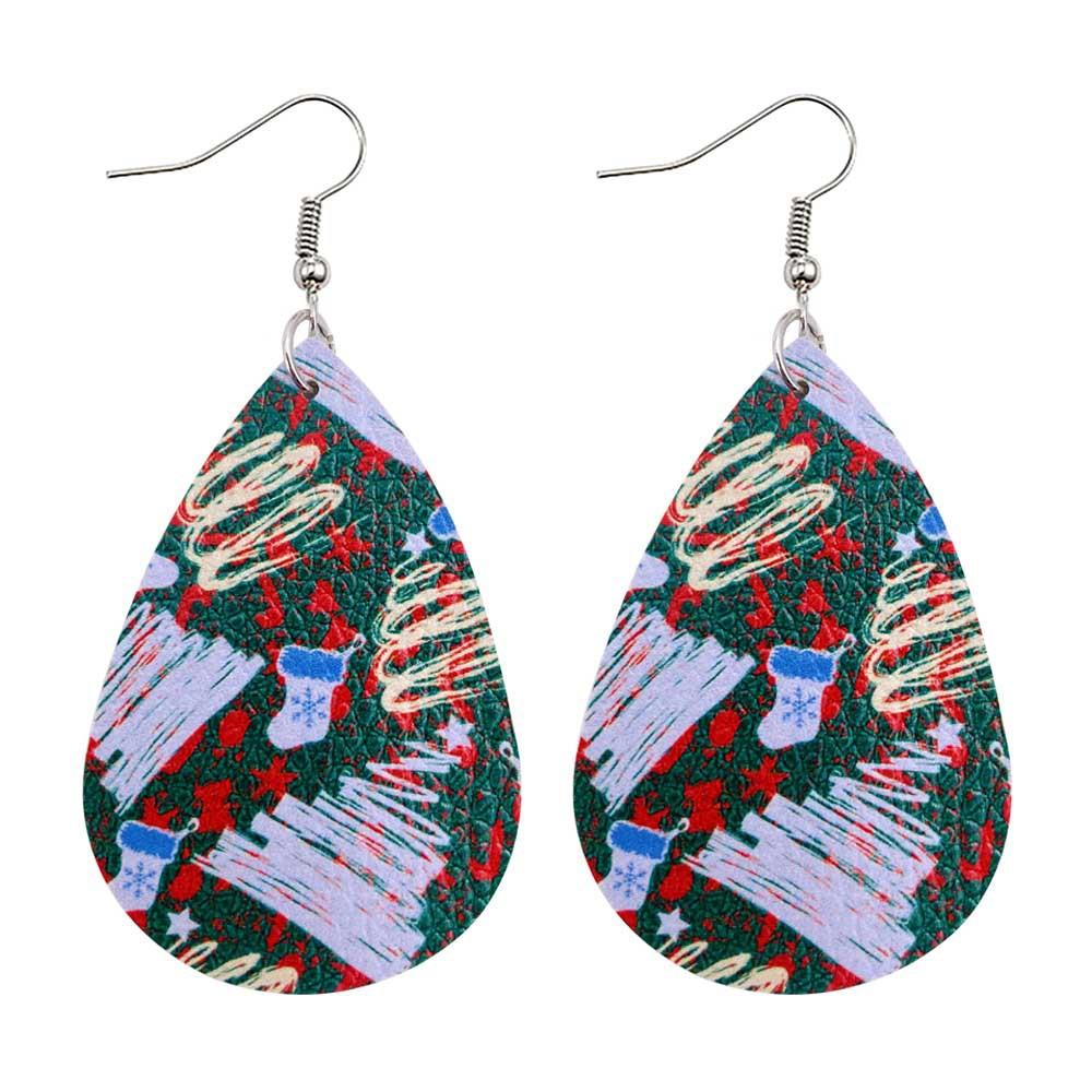 Christmas Style Water-drop Snowflake Earring 2 Sets
