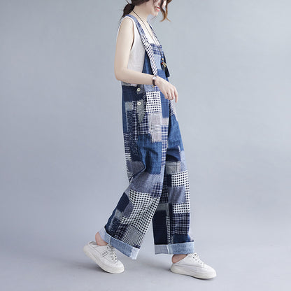 Vintage Plus Sizes Women Denim Suspender Pants