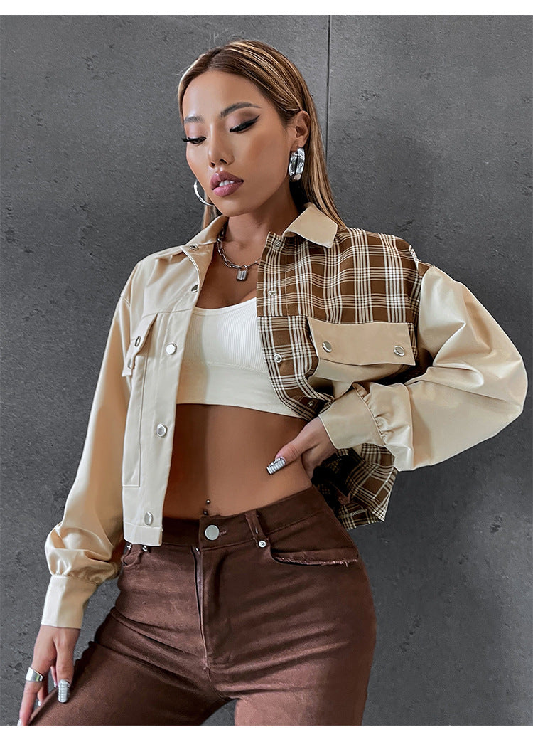 Casual Women Turover Collar Short Overcoat
