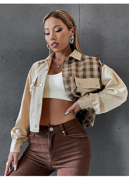 Casual Women Turover Collar Short Overcoat