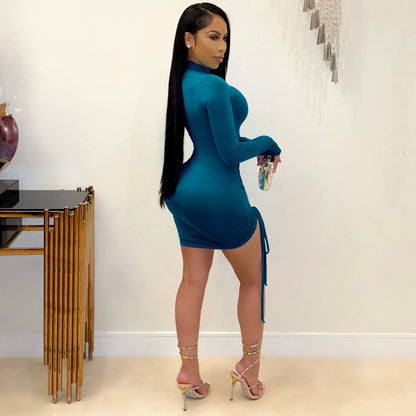 Sexy Long Sleeves Cross Design Mini Dresses