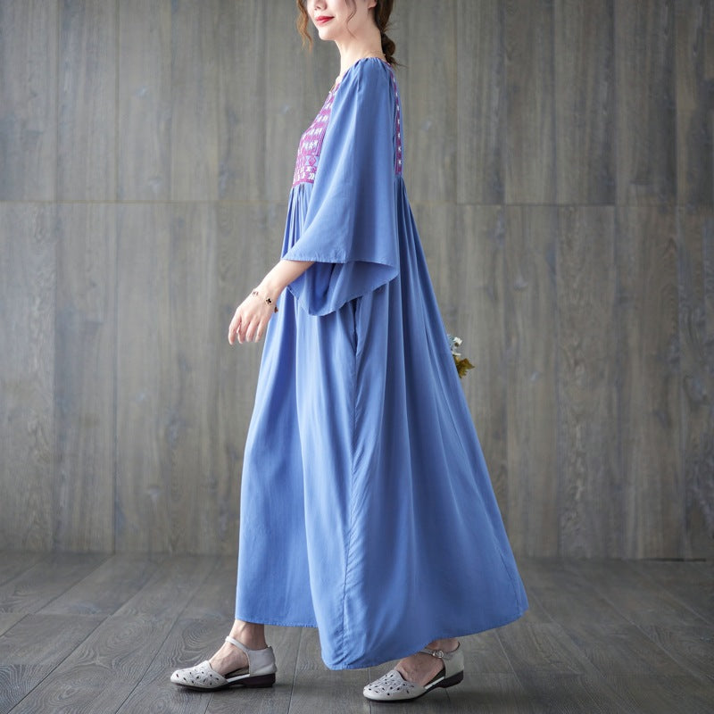 Vintage Embroidery Summer Plus Sizes Long Dresses
