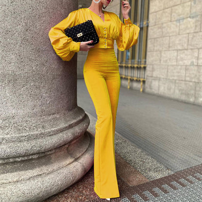 Sexy Tight Shirts & Trumpet Pants Women 2pcs Outsuits