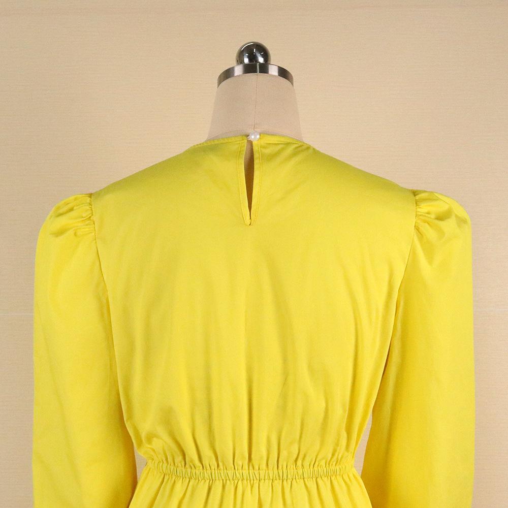 Yellow Women Ruffled Plus Sizes Short Dresses-STYLEGOING