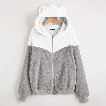 Women Warm Winter Hoodies Zipper Tops