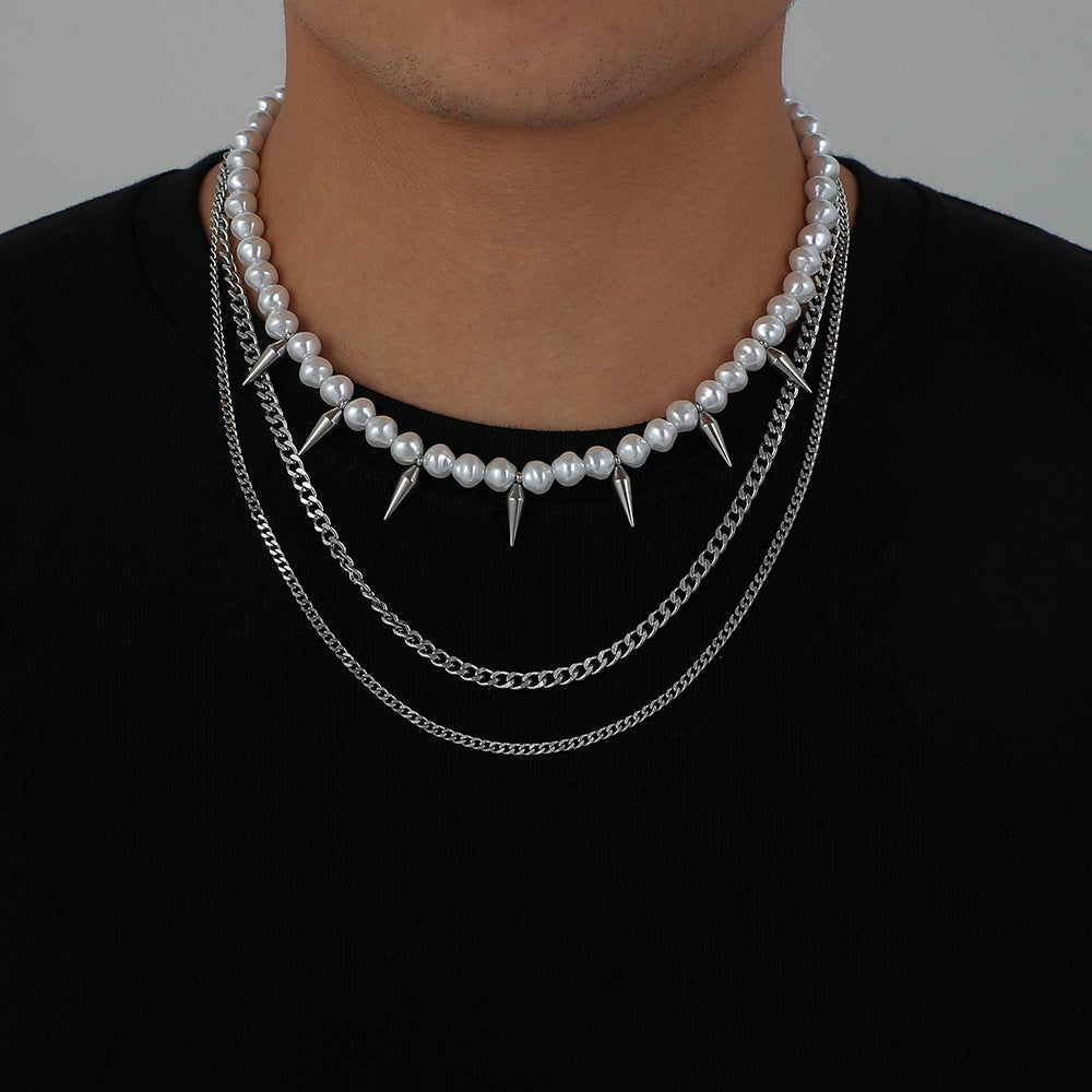 Fashion Hip Top Style Pearl Necklace for Men