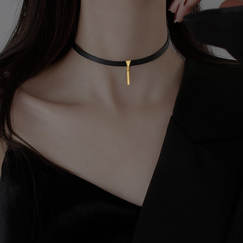Black Leather Simple Style Necklace for Women