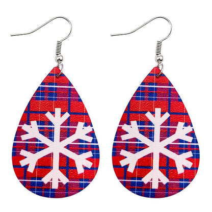 Christmas Style Water-drop Snowflake Earring 2 Sets