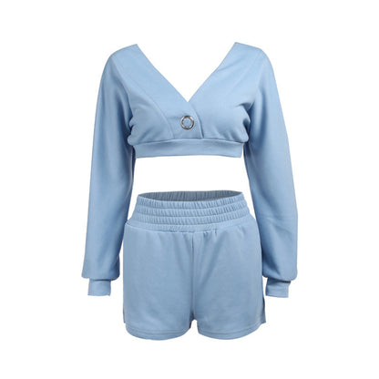 Sexy Fall Long Sleeves Sports Tops and Shorts