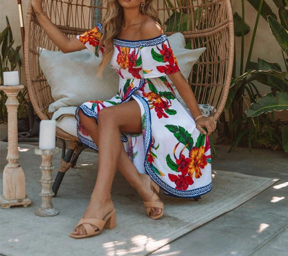 Off The Shoulder Irregular Long Dresses-STYLEGOING