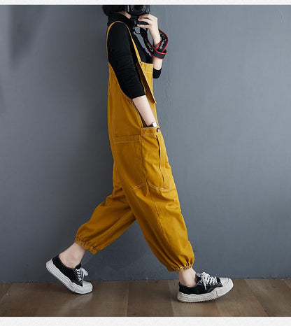 Plus Sizes Women Demin Dungarees-STYLEGOING