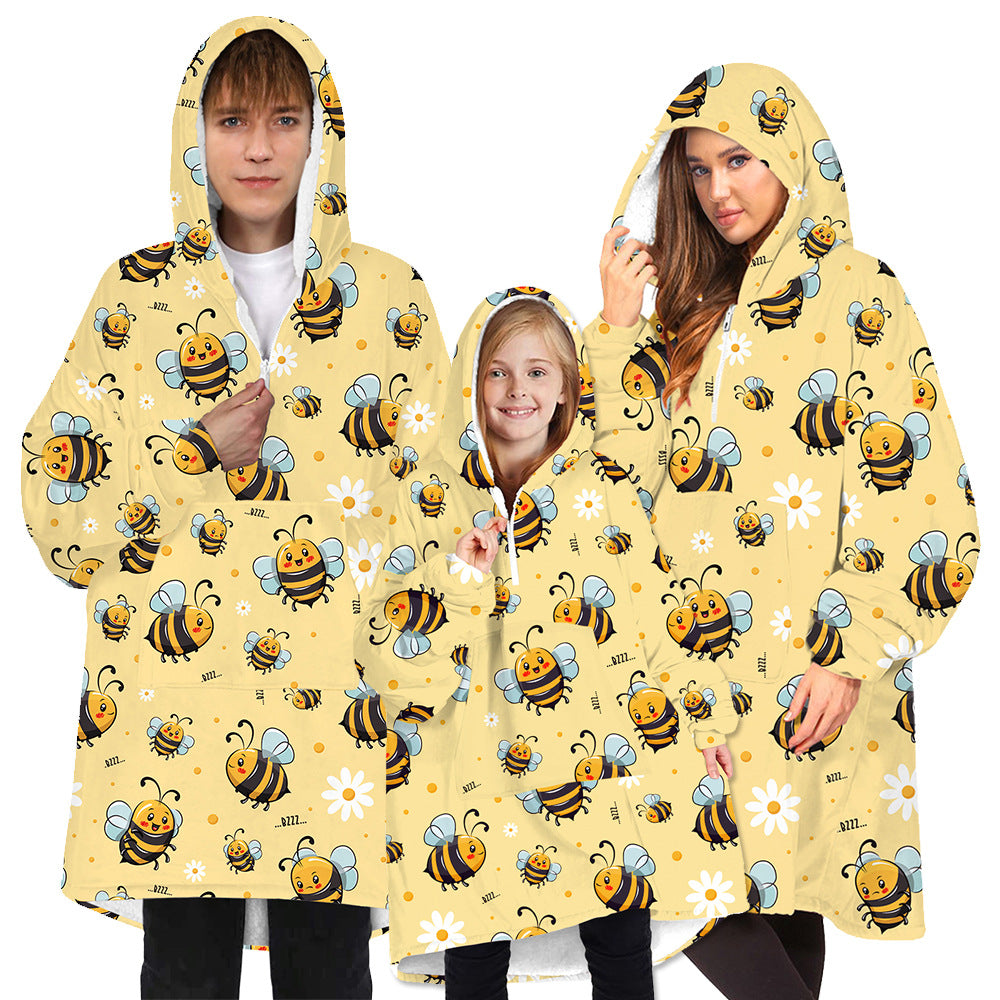 Soft Bee Print Lazy Wearable Watching TV Blanket
