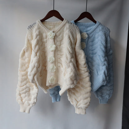 Warm Flowers Design Women Knitted Cardigans