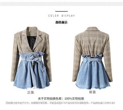 Designed Constract Fake Two Pices Women Overcoat