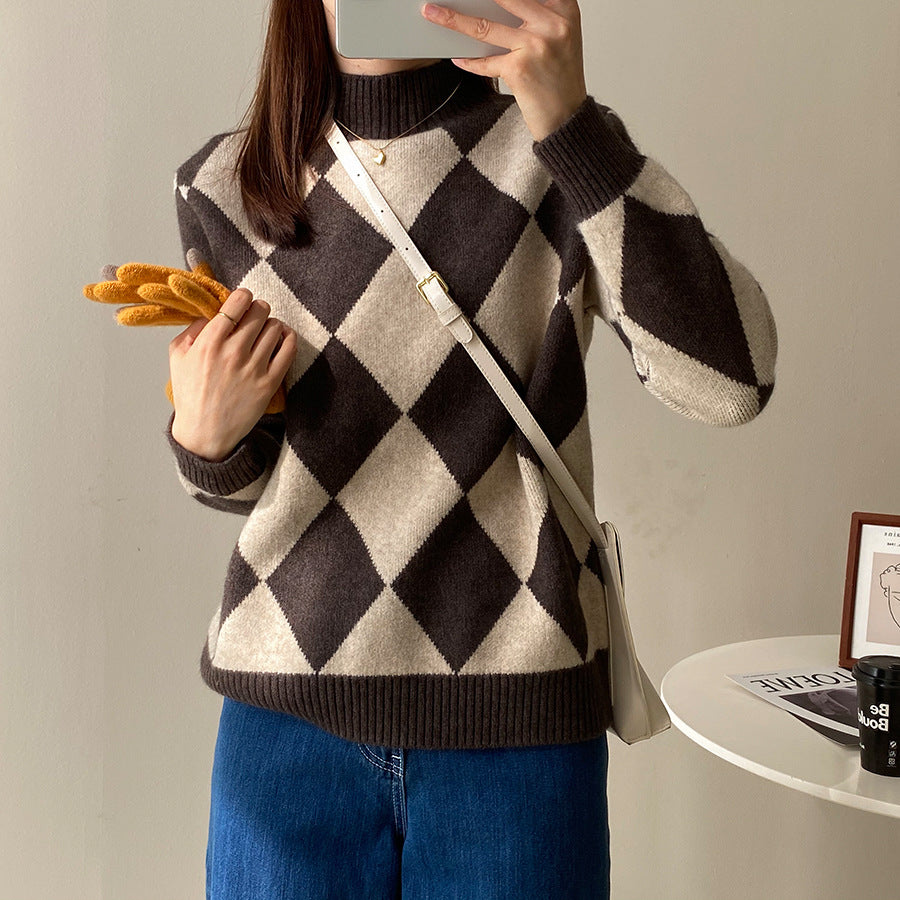 Vintage High Neck Pullover Sweaters for Women