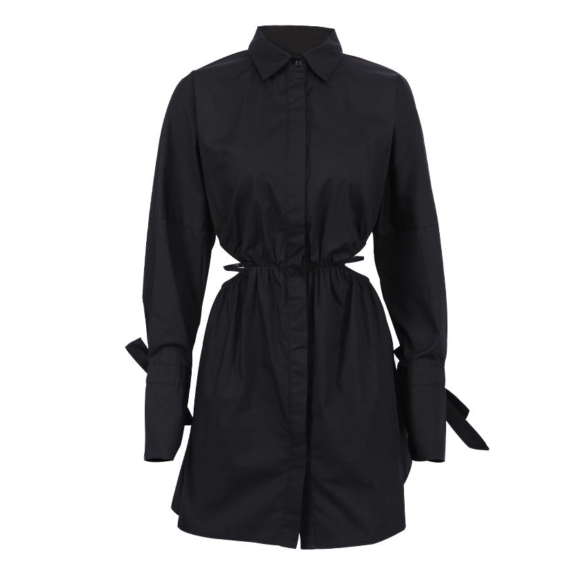 Sexy Waist Baring Long Sleeves Women Short Shirts Dresses