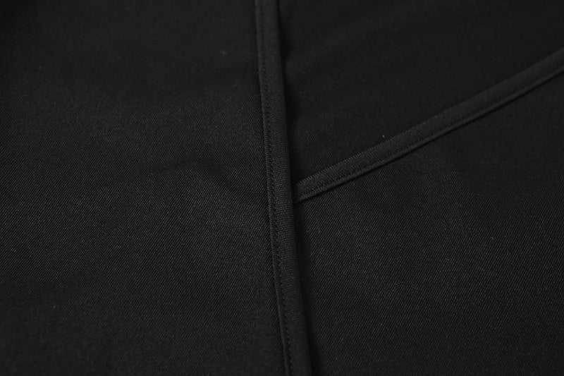 Sexy Black Split Front Long Sleeve Dresses