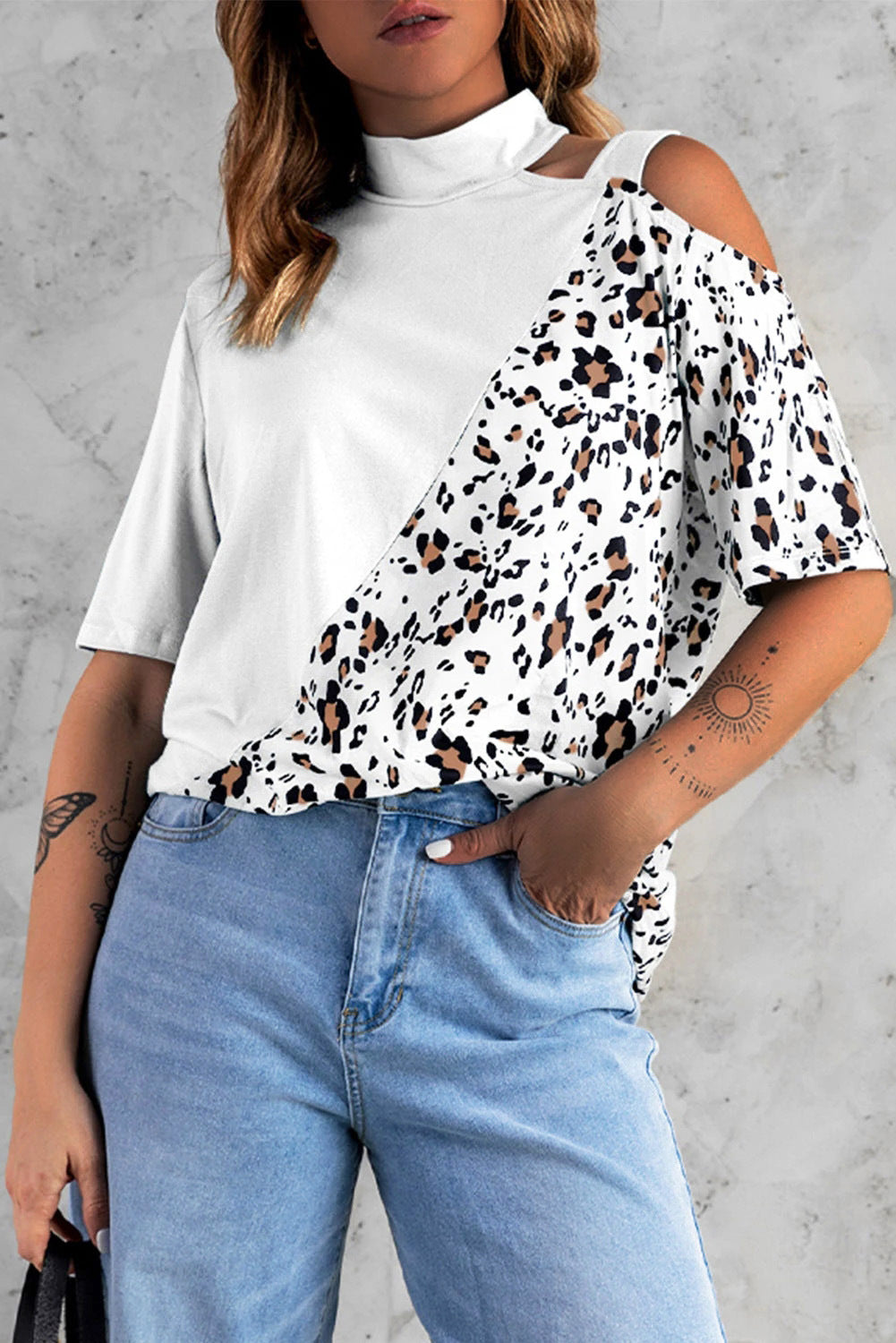 Casual Leopard Print Short Sleeves T Shirts for Women