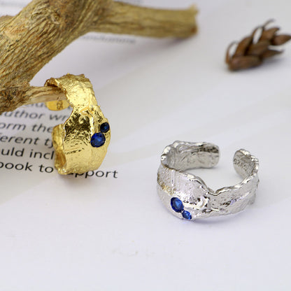 Irregular Wide Design Women Sterling Silver Rings