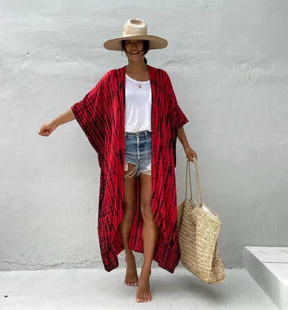 Summer Sun-proof Leaf Print Bikini Cover Ups