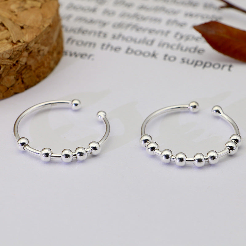 Rotatable Beads Silver Rings for Women
