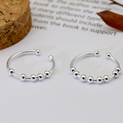 Rotatable Beads Silver Rings for Women