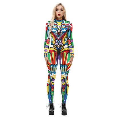 Happy Halloween Print Long Sleeves Jumpsuits Cosplay Costume