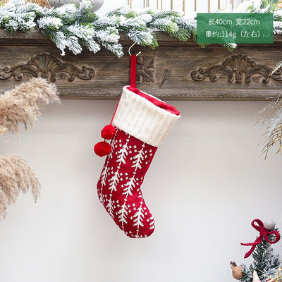Merry Christmas Knitting Elk Design Stocking Gift Bags 4pcs/Set